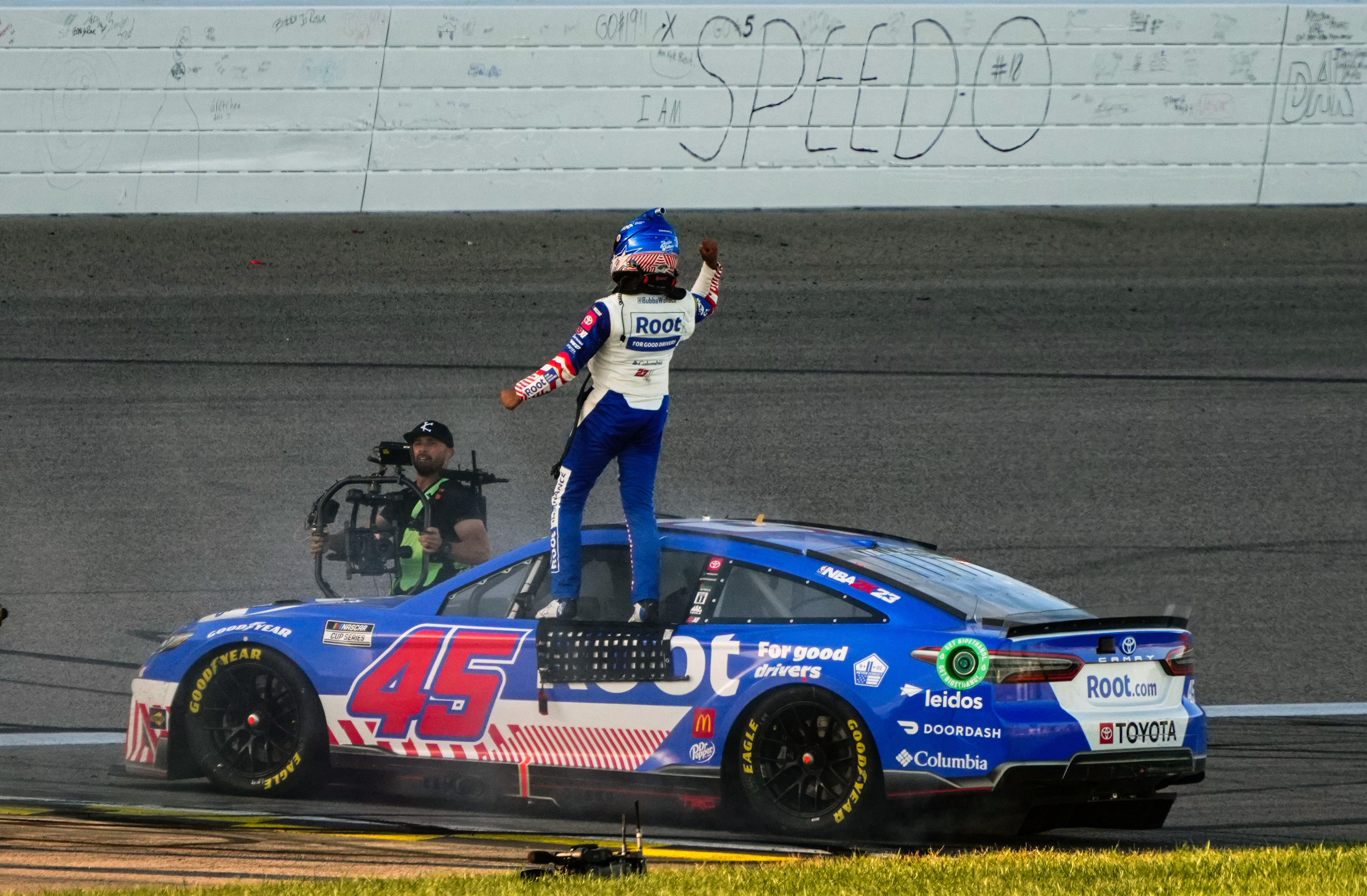 NASCAR Cup Series driver Bubba Wallace after winning the Hollywood Casino 400. Source: Imagn